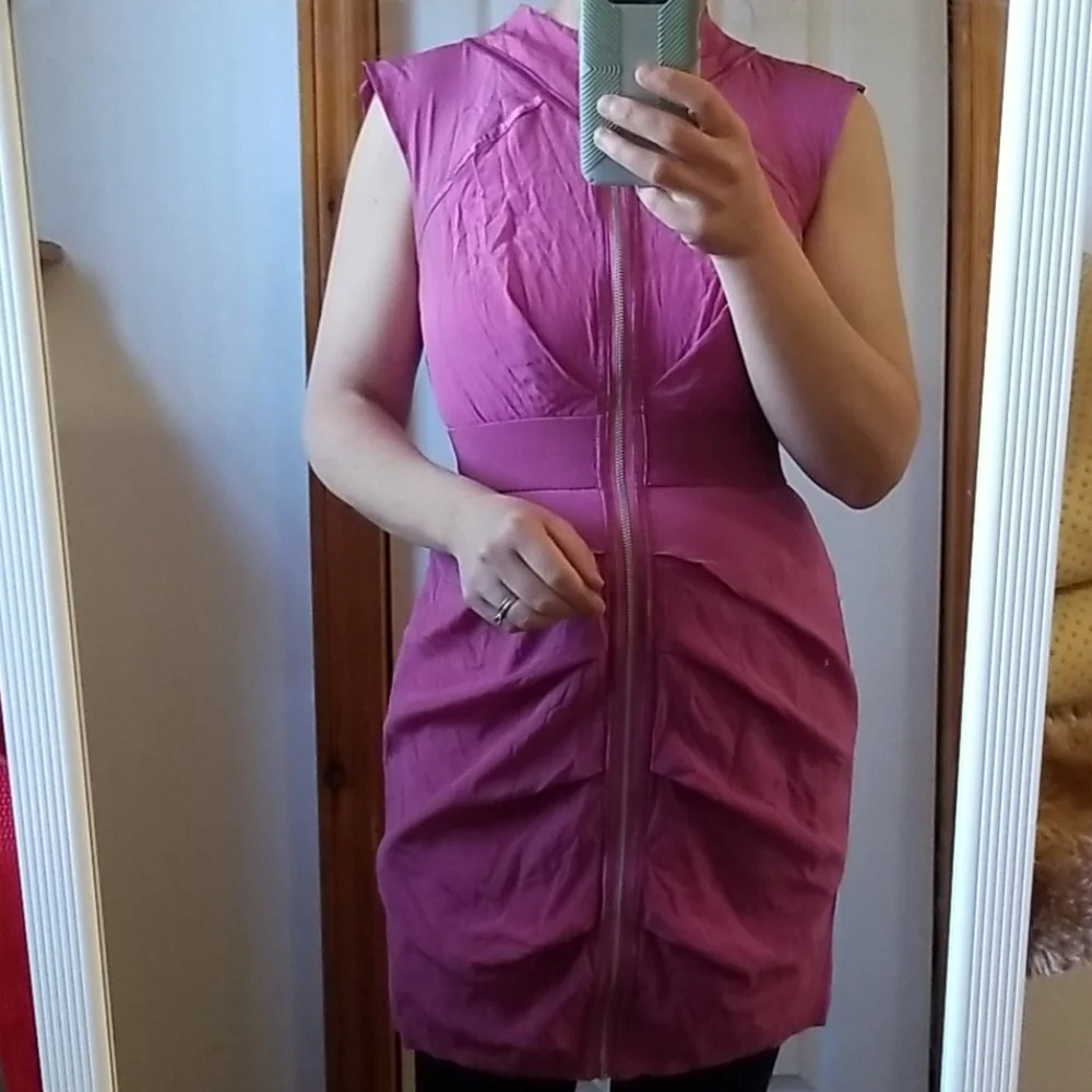 Bebe silk zip cocktail dress sz sx - Picture 2 of 9